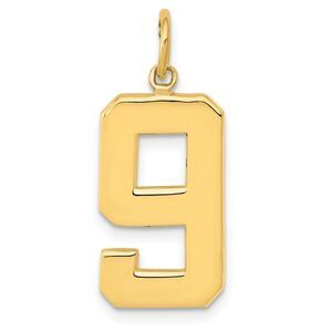 14k Yellow Gold, Athletic Collection, Large Polished Number 9 Pendant